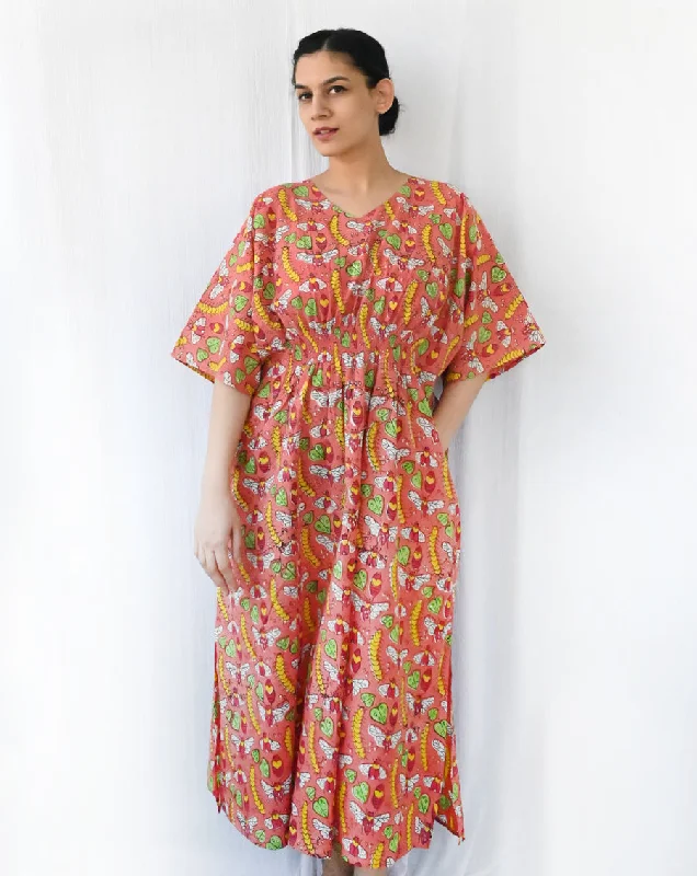 Cat-A-Pillar Senorita - Soft Cotton Kaftan Dress