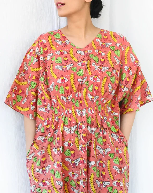 Cat-A-Pillar Senorita - Soft Cotton Kaftan Dress