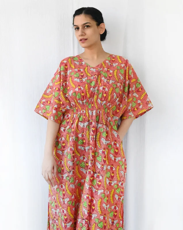 Cat-A-Pillar Senorita - Soft Cotton Kaftan Dress