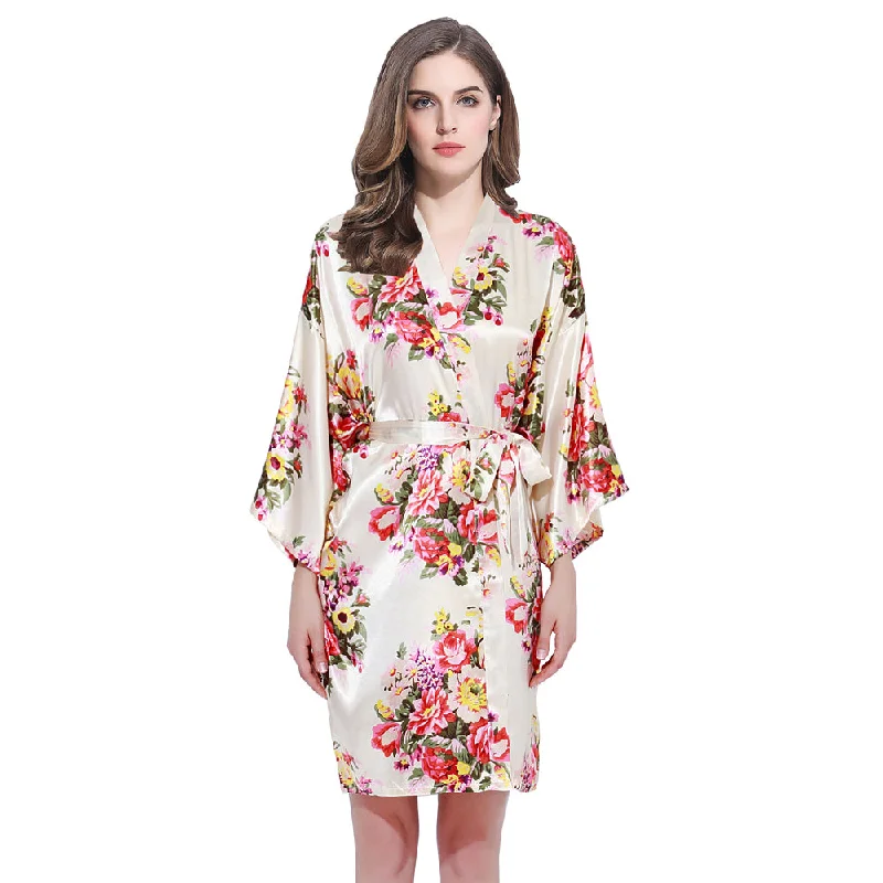 Champagne Floral Bridesmaid Robes Kimono