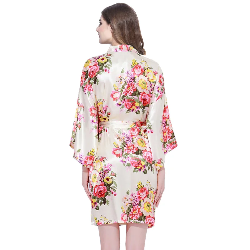 Champagne Floral Bridesmaid Robes Kimono