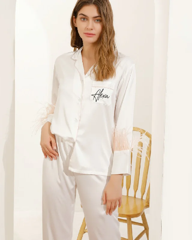 Feather Long Sleeve Pajama W/Front Customization