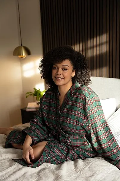 Cyberjammies 'Whistler' Green & Red Check Brushed Cotton Dressing Gown