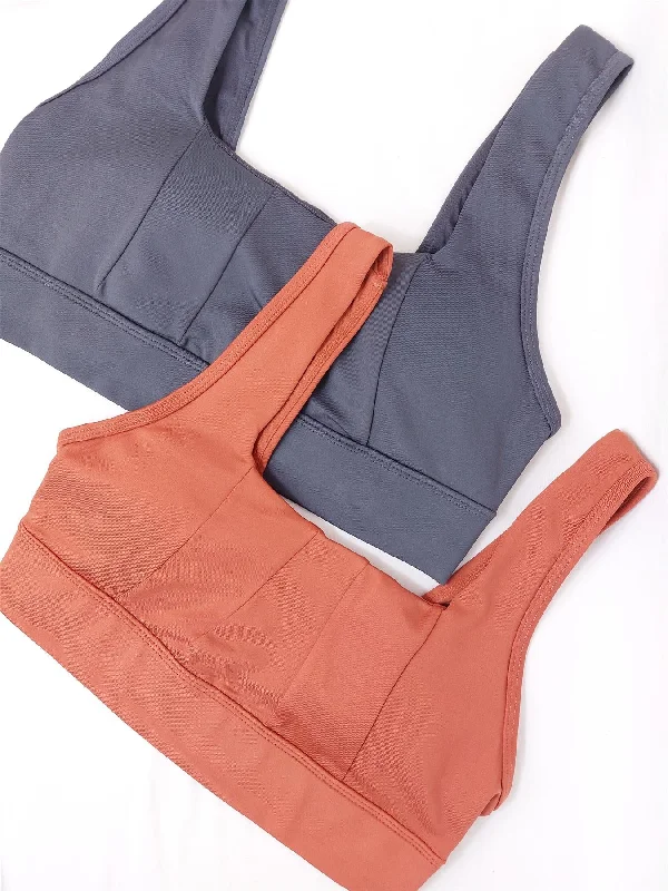 Cycle House Sports Bra Square Neck Non-Wired Padded Medium Impact Gym Yoga Top