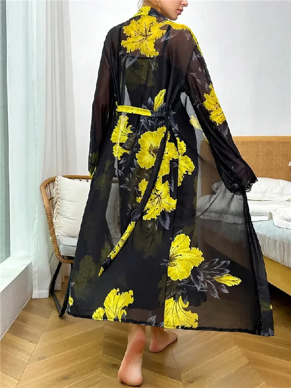 Floral Print Long Nightdress & Robe Set