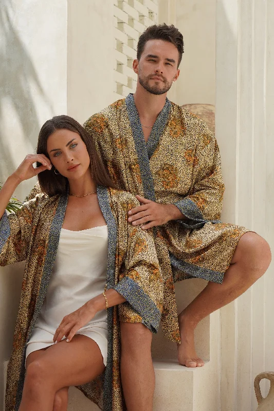 Gold Satin Unisex Robe