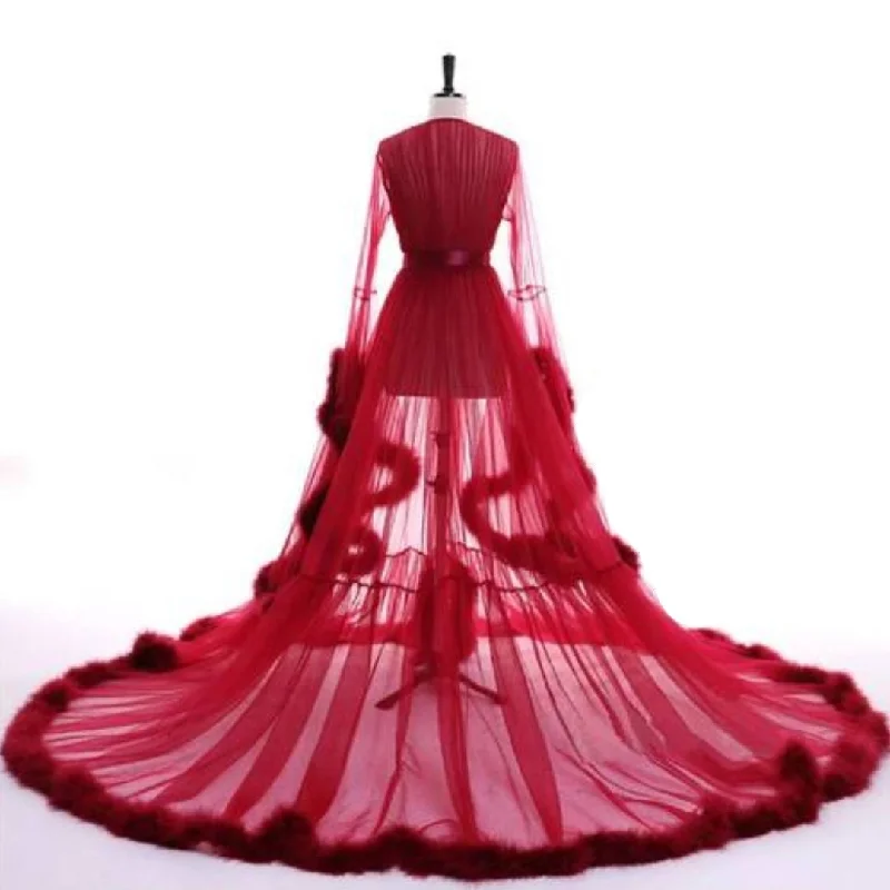 ""Dream Come True"" (100+ Colors) Long Sheer Tulle Marabou Feather Grand Luxury Robe