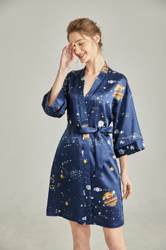 Graphics Kimonos Silk Robe For Women