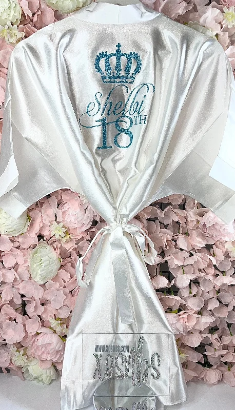 Kids | Personalised Satin Robes | Ivory