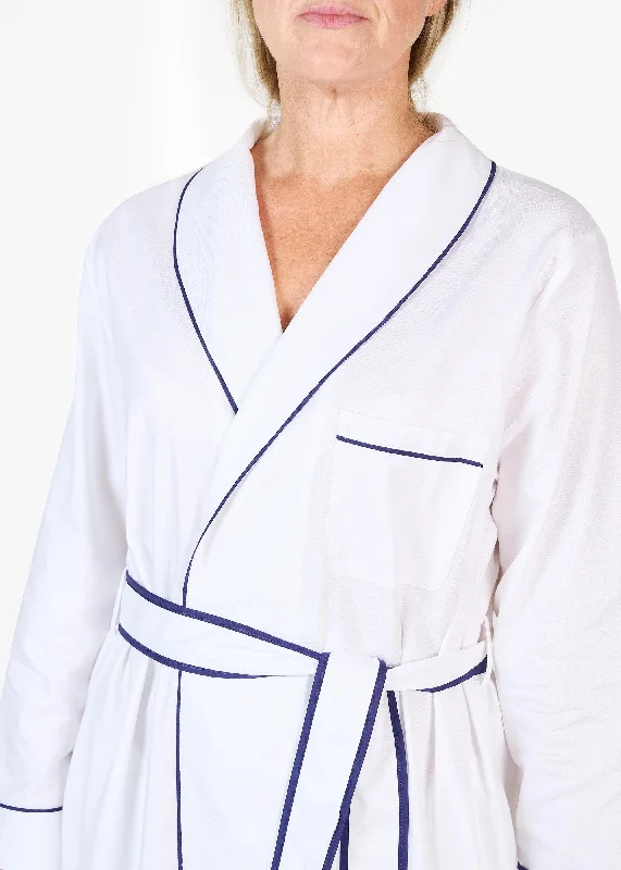 Luxury Organic Cotton Robe in Herringbone White