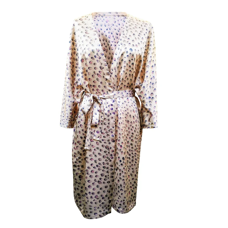 Magyar Sleeve Silk Robe Animal Print