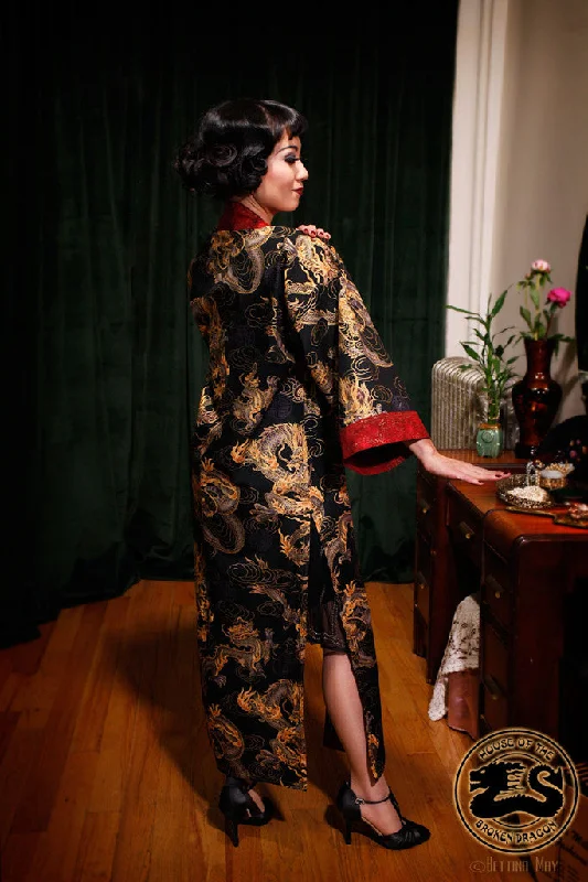 ""Black Dragon"" Long Kimono Coat