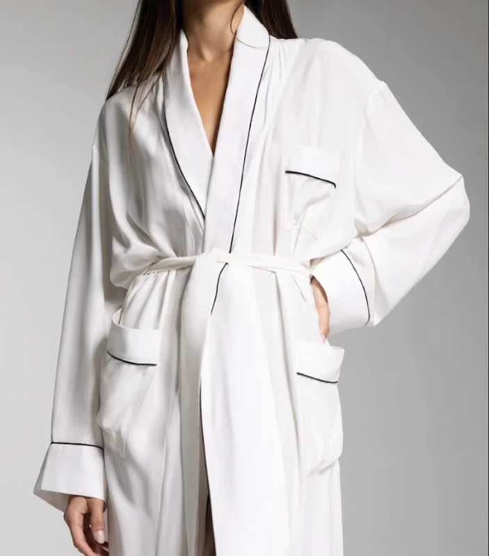 ROBE - White with Black Piping