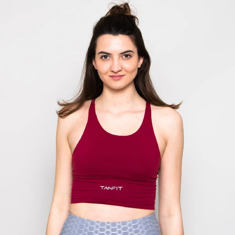 Cross Back Sports Bra - Burgundy