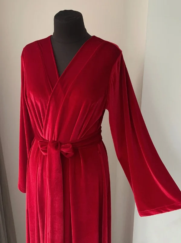 Red velvet robe red Handmade