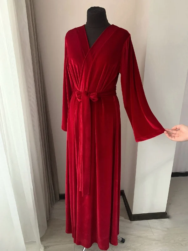 Red velvet robe red Handmade