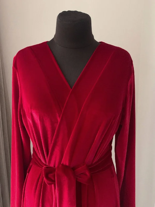 Red velvet robe red Handmade