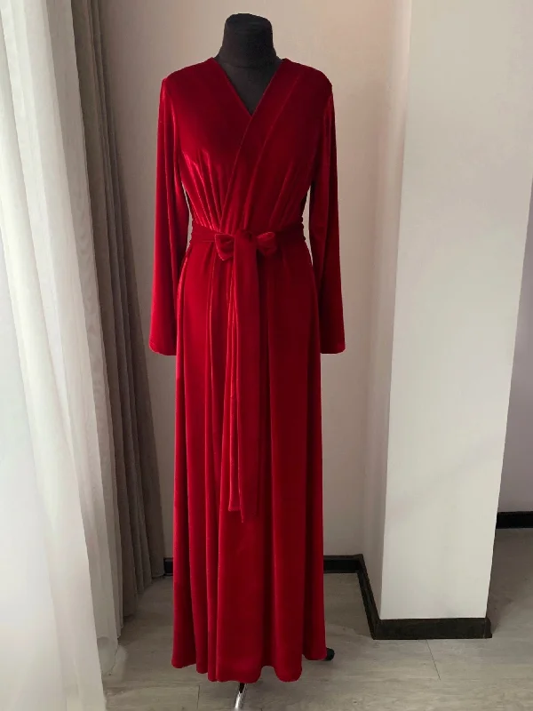 Red velvet robe red Handmade