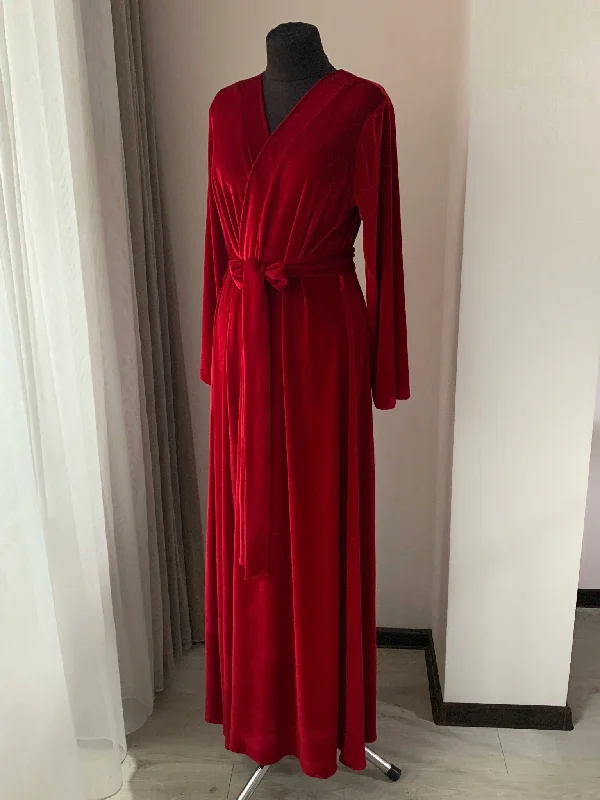 Red velvet robe red Handmade