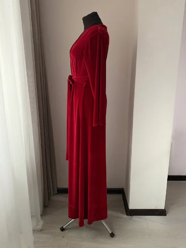 Red velvet robe red Handmade