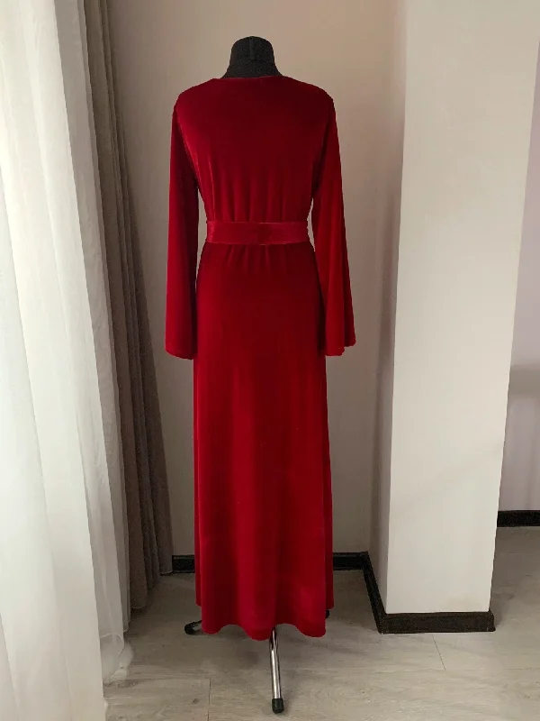 Red velvet robe red Handmade