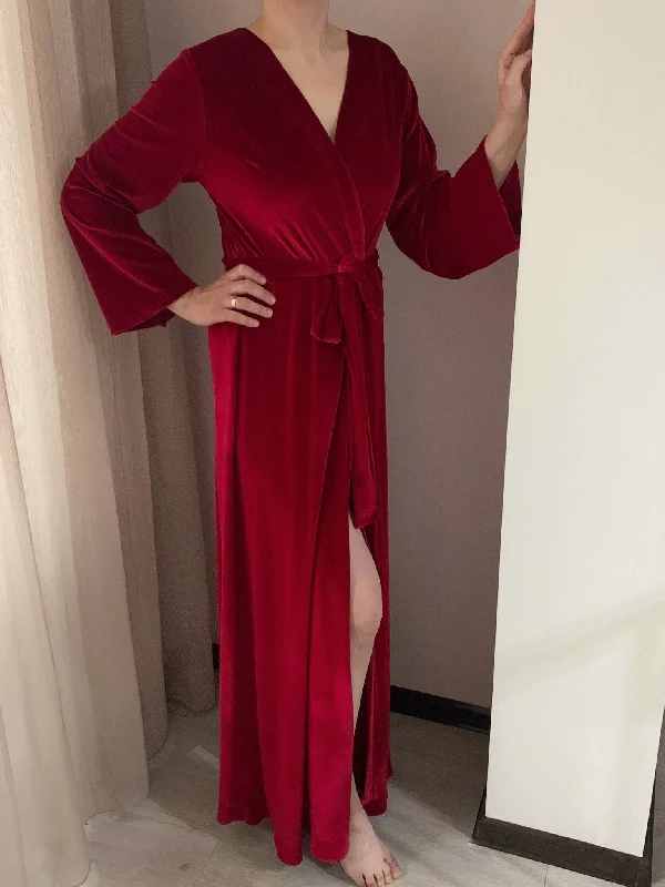 Red velvet robe red Handmade