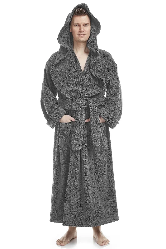 Men’s Cotton Big & Long Monk Style Hooded Bathrobe