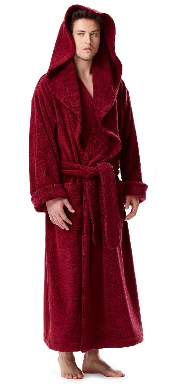 Men’s Cotton Big & Long Monk Style Hooded Bathrobe