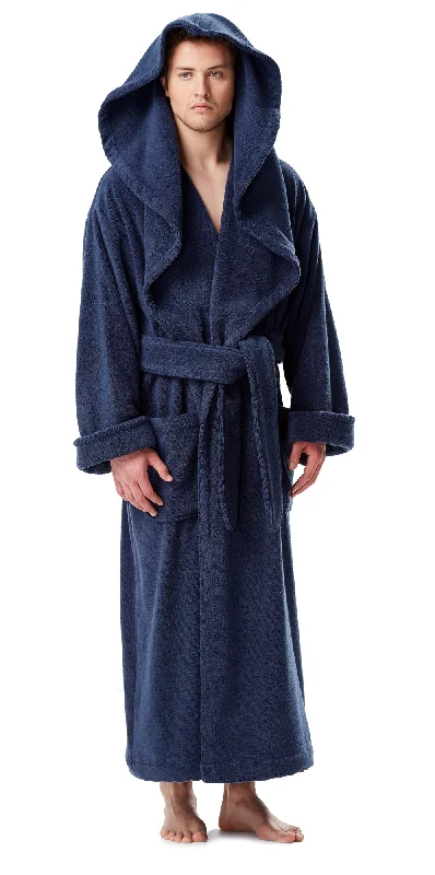 Men’s Cotton Big & Long Monk Style Hooded Bathrobe